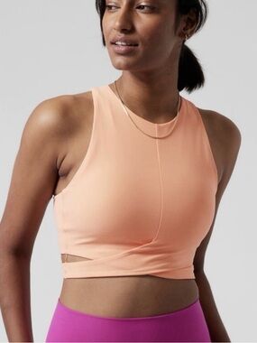 Athleta Peach-Orange High Neck Crop Tank
